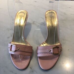 AUTHENTIC DOLCE AND GABBANA LEATHER SANDALS SLIDES PINK SZ 38